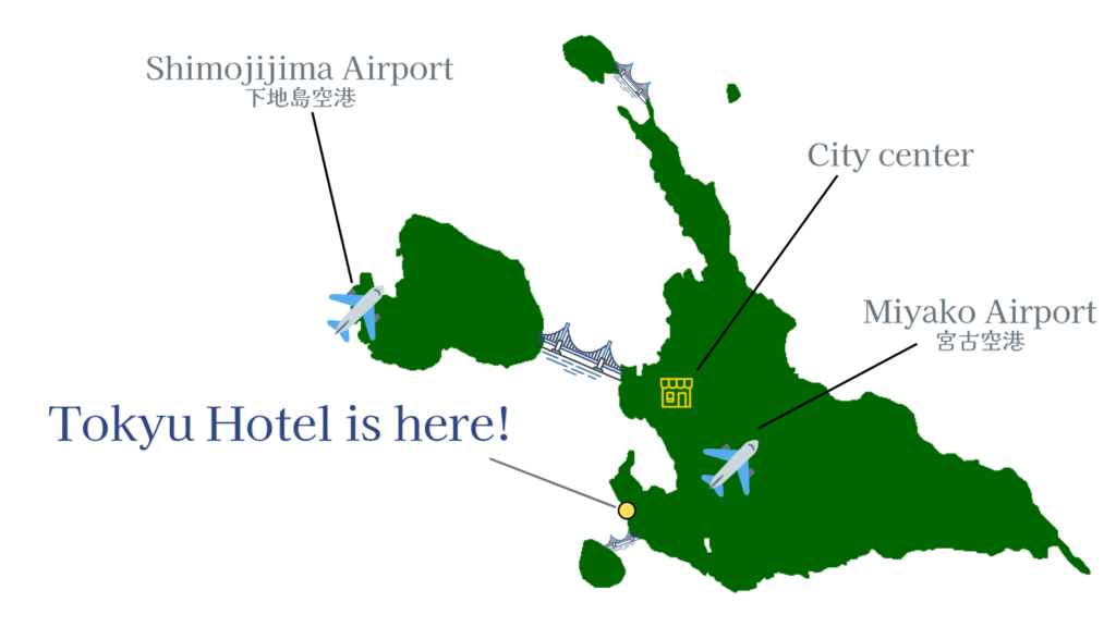 Location of Miyakojima Tokyu Hotel & Resorts