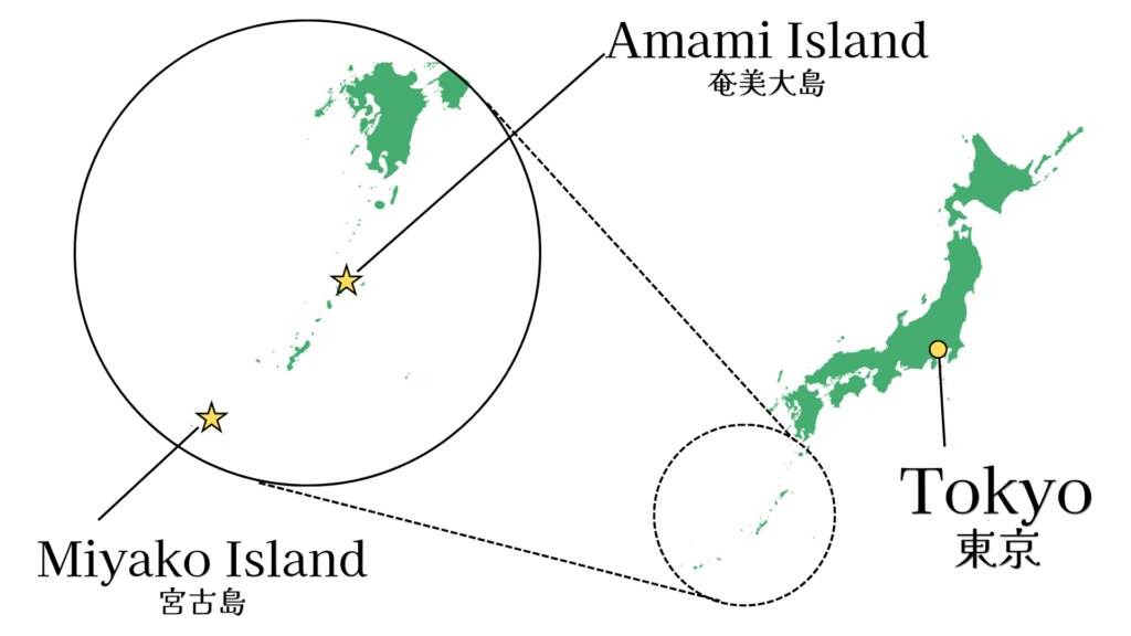 Location of Nansei Island in Japan