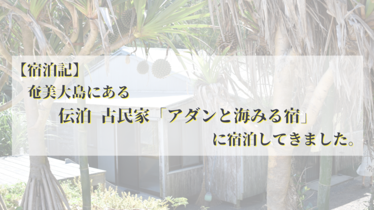 【宿泊記】奄美大島の伝泊 古民家「アダンと海見る宿」に泊まってきました。